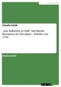 Front Cover Image "Das Erdbeben in Chili" und Kleists Rezeption der Theodizee - Debatte von 1756