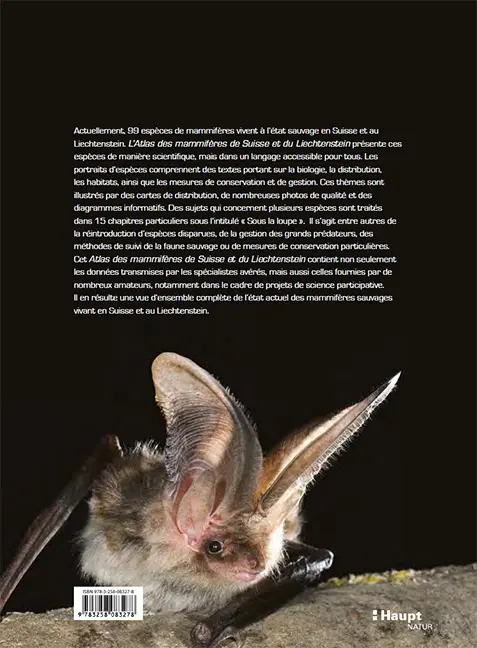Back Cover Image Atlas des mammifères de Suisse et du Liechtenstein