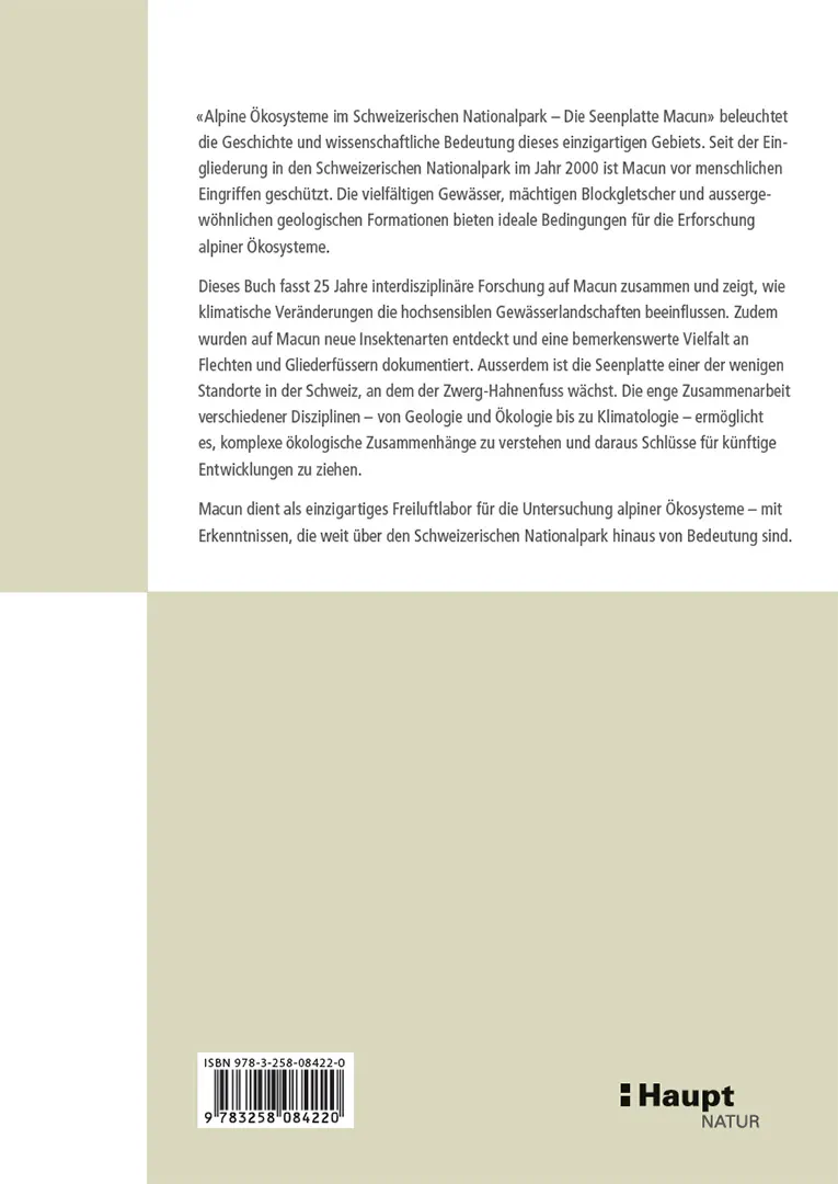 Back Cover Image Alpine Ökosysteme im Schweizerischen Nationalpark