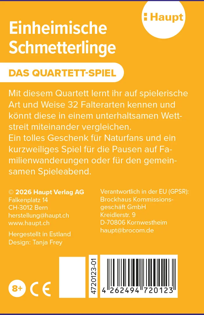 Rückseitencover Einheimische Schmetterlinge – das Quartett-Spiel
