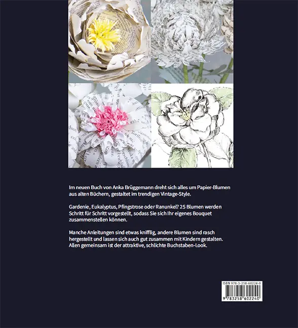Beispielinhalt (Bild) Papier-Blumen aus alten Büchern